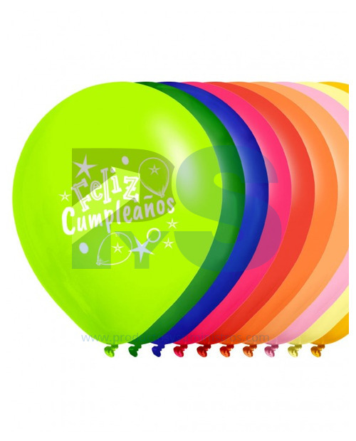 Globos FELIZ CUMPLEÑOS x 12 Uds Bombatex