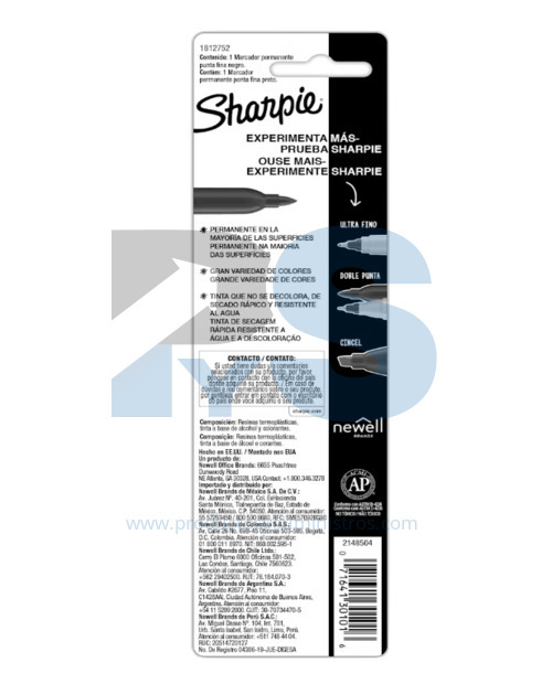 Marcador Permanente Sharpie Punta Fina Negro