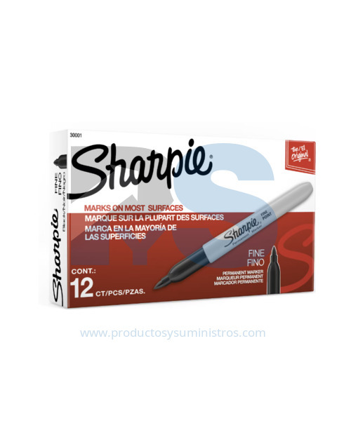 Marcador Permanente Sharpie Punta Fina Negro x 12 Unidades