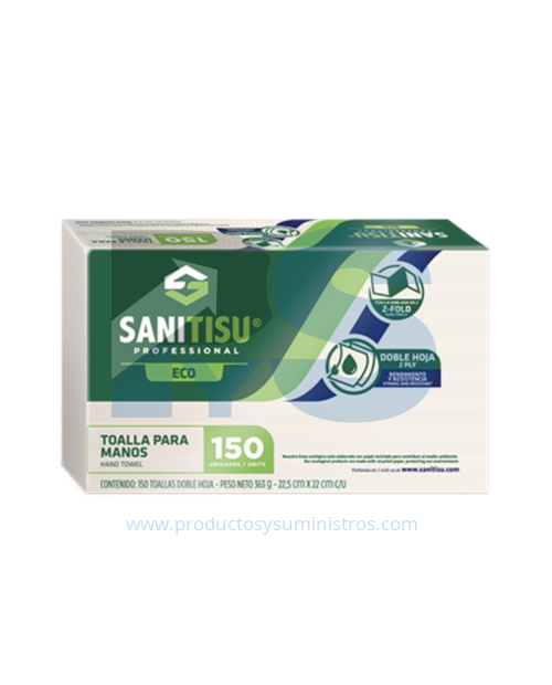 Toalla para Manos Natural Sanitisu en Z-Fold x 150 Uds