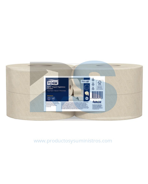 Papel Higiénico Jumbo Natural Tork Ref. 71187 x 4 Rollos x 170 mts/rollo