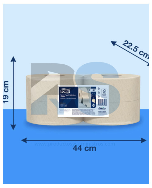 Papel Higiénico Jumbo Natural Tork Ref. 71187 x 4 Rollos x 170 mts/rollo