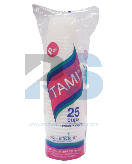 Vaso Tami Transparente Desechable 9 oz x 25 uds