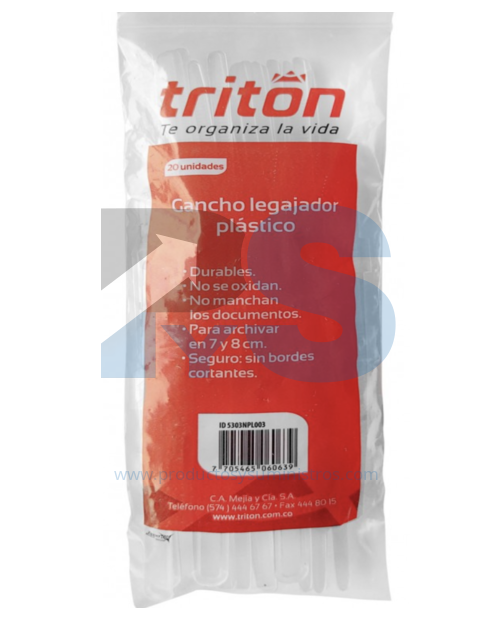 Gancho Legajador Plástico Triton x 20 Uds