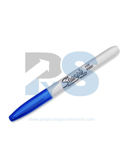 Marcador Permanente Sharpie Punta Fina Azul x 12 Unidades
