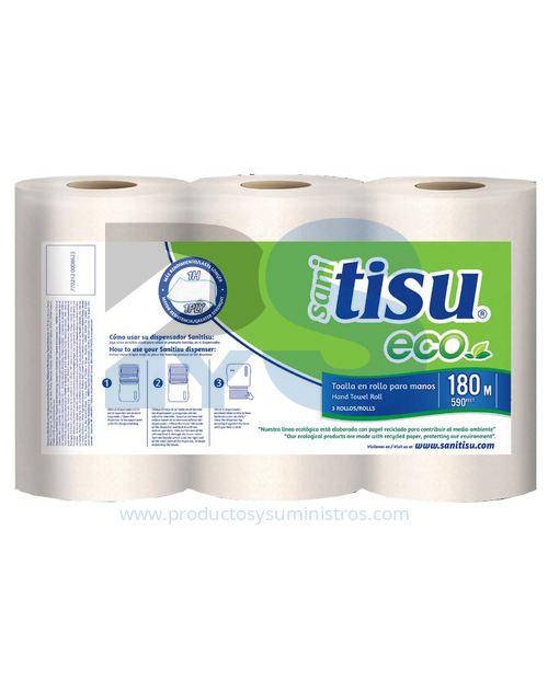 Toalla para Manos Natural Sanitisu *6 rollos *180 mts/rollo