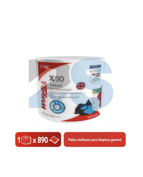 Paño Wypall X60 Jumbo Liso x 890 Paños x 300 m 