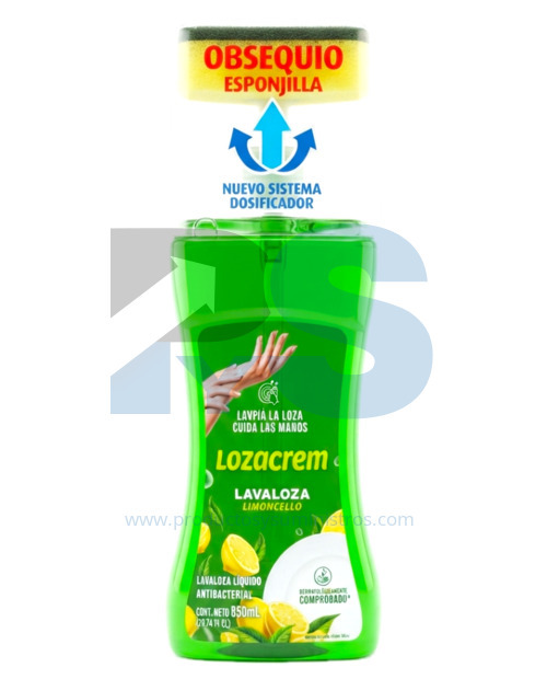 Jabón Líquido Lavaloza Lozacrem x 850 ml Limón