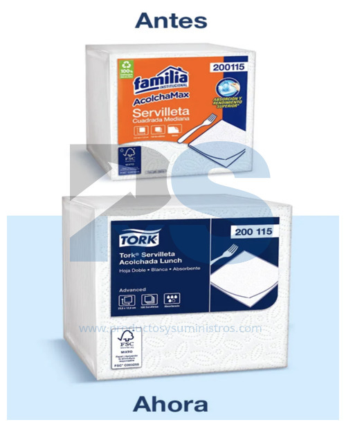 Servilleta Tork Blanca Ref. 200115 x 100 Uds