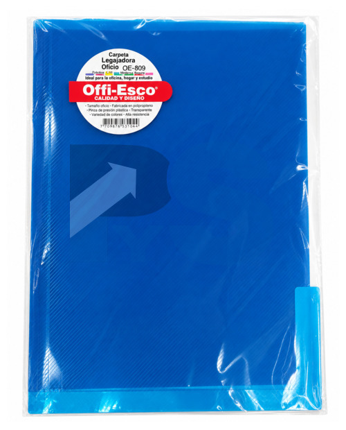 Folder Plástico Oficio + Gancho Azul Oscuro Offi-Esco OE-809