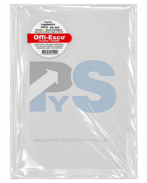 Folder Plástico Oficio + Gancho Transparente Offi-Esco OE-809
