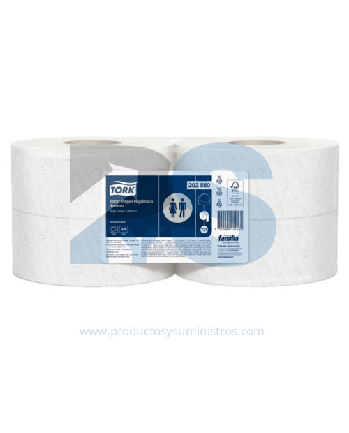 Papel Higiénico Jumbo Tork 202580 x 4 rollos x 250 m/rollo