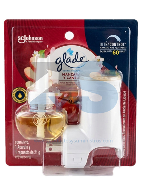 Ambientador Glade Electrico Líquido + Dosificador Manzana y Canela
