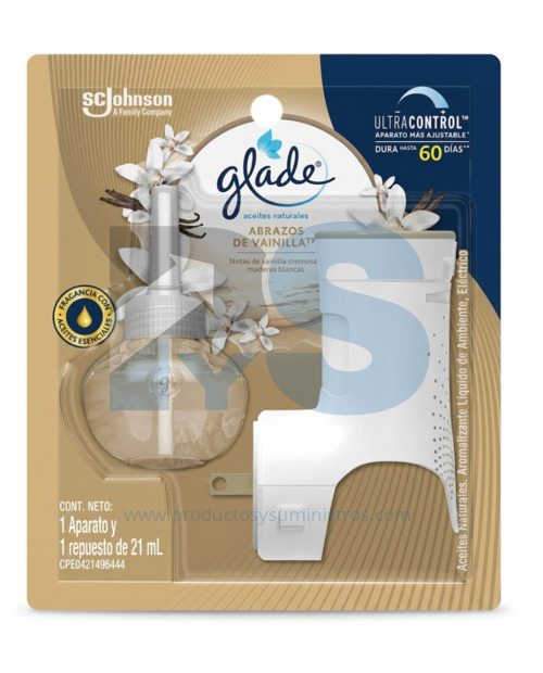 Ambientador Glade Electrico Liquido + Dosificador Abrazos de Vainilla