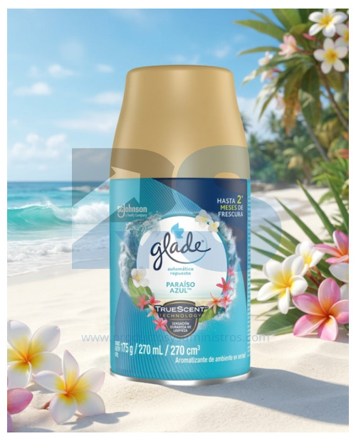 Repuesto Ambientador Glade Automatico x 270 ml Paraiso Azul