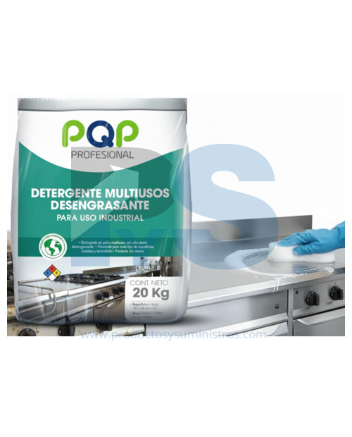 Detergente en Polvo Multiusos Desengrasante PQP x 20 Kg