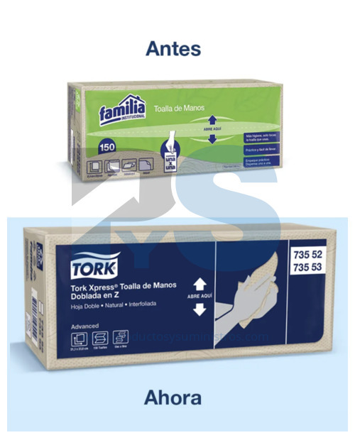 Toalla de Manos Tork Ref. 73553 Doblada en Z Natural Hoja Doble x 150 hojas