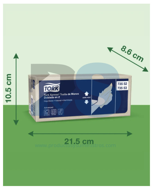Toalla de Manos Tork Ref. 73553 Doblada en Z Natural Hoja Doble x 150 hojas