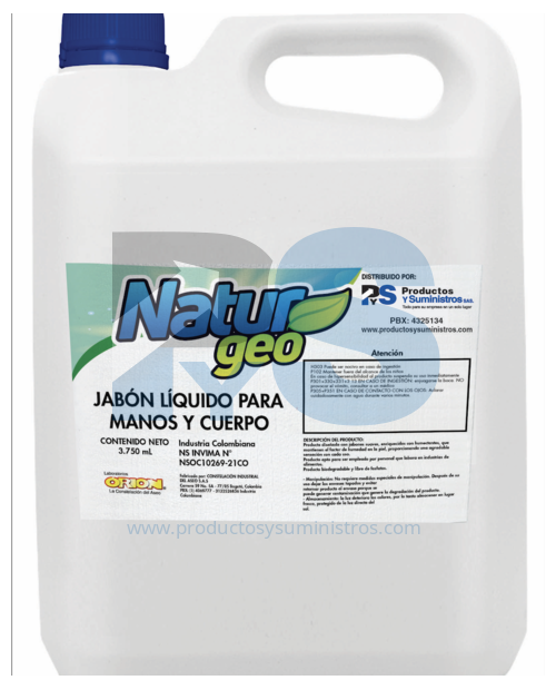 jabón liquido para manos Naturgeo Avena x 3750 c.c. 