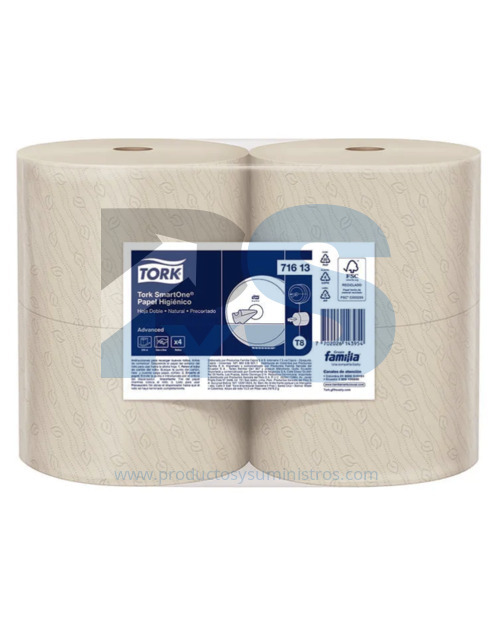 Papel Higiénico Tork SmartOne Advanced Natural Ref. 71613 x 4 Rollos x 200 m