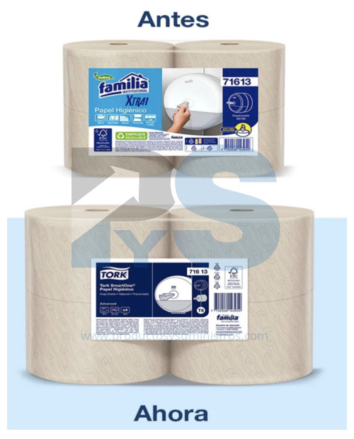 Papel Higiénico Tork SmartOne Advanced Natural Ref. 71613 x 4 Rollos x 200 m