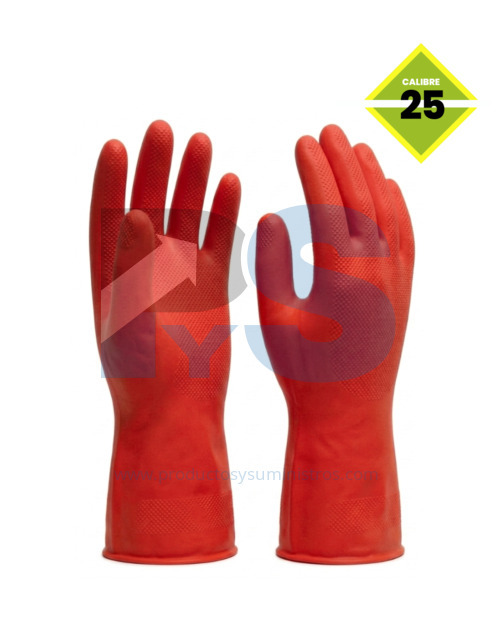 Guante Semi-Industrial Rubberplus Residuos Biológicos Rojo Calibre 25
