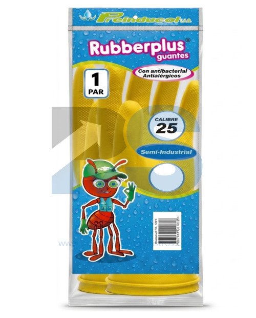 Guante Semi-Industrial Rubberplus Amarillo Calibre 25 