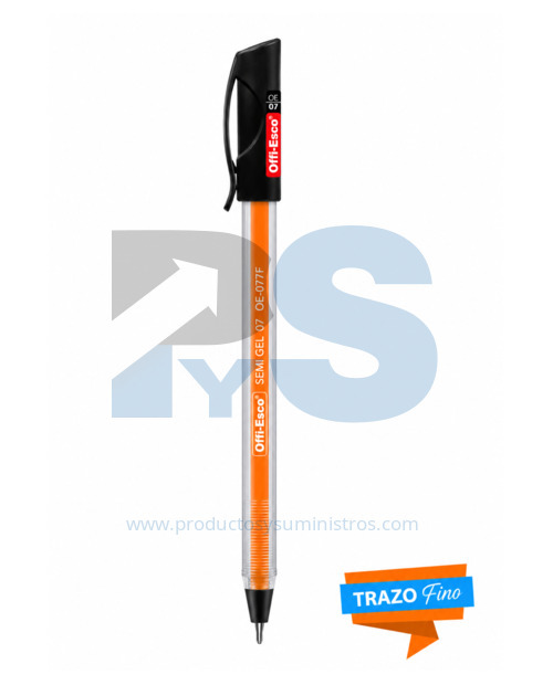 Esfero Semi Gel Negro Punta Fina Offi-Esco OE-077F 0.7 mm x 12 Unidades