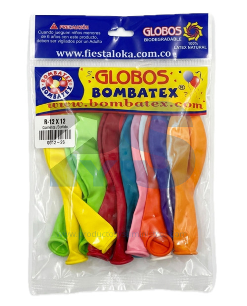 Globos Surtidos R12 x 12 Uds Bombatex