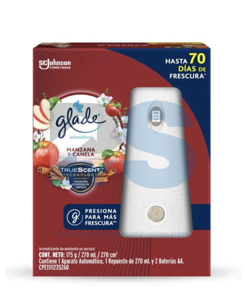 Ambientador Glade Automático + Dosificador Manzana Canela x 270 ml