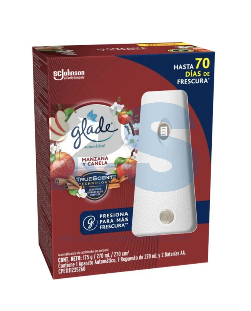 Ambientador Glade Automático + Dosificador Manzana Canela x 270 ml