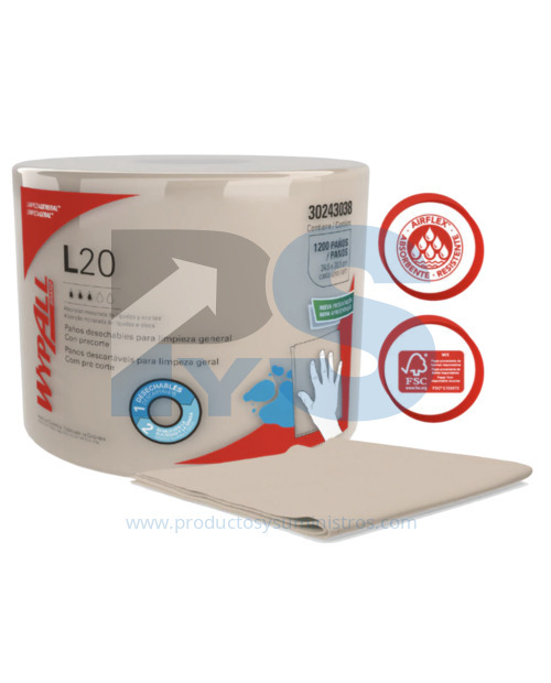 Paño Desechable Wypall L20 x 1200 Paños x 300 m