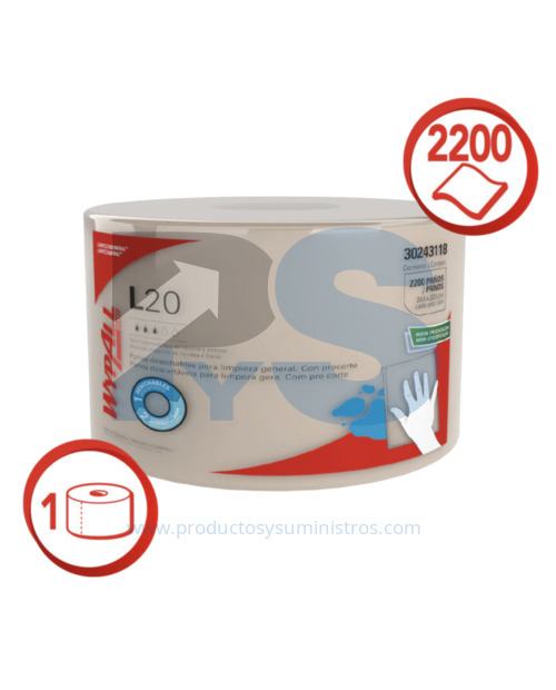 Paño Desechable Wypall L20 Jumbo x 2200 Paños x 550 m