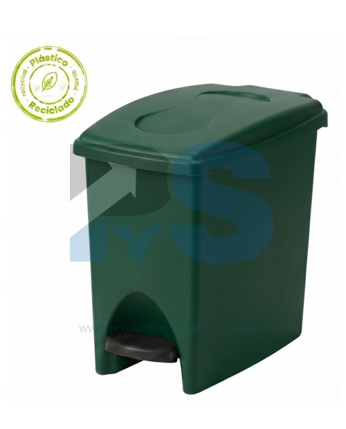Papelera Pedal Material Recuperado Verde Estra 10 L