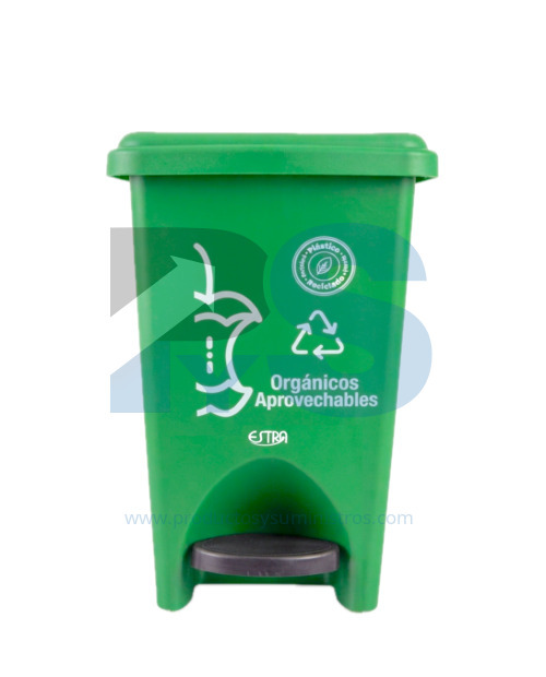 Papelera Pedal Material Recuperado Verde 10 L Estra 4-1048891