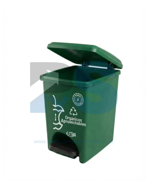Papelera Pedal Material Recuperado Verde 10 L Estra 4-1048891