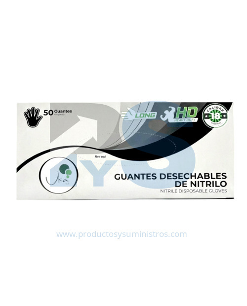 Guante Nitrilo HD Industrial Calibre 18 Negro × 50 Unidades