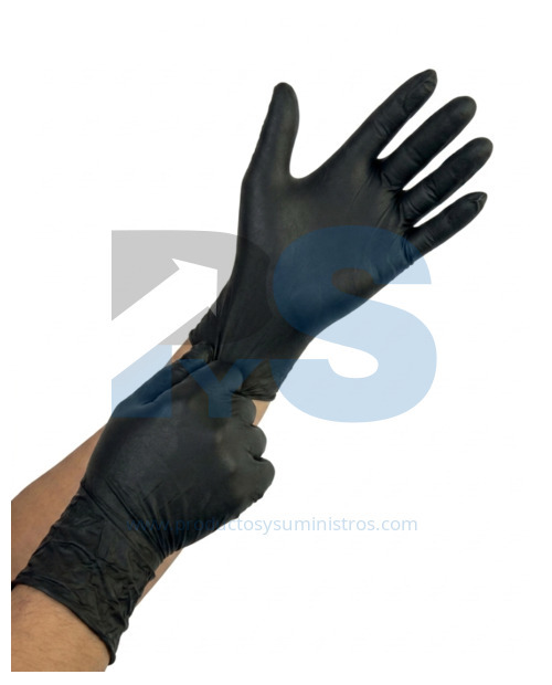 Guante Nitrilo HD Industrial Calibre 18 Negro × 50 Unidades