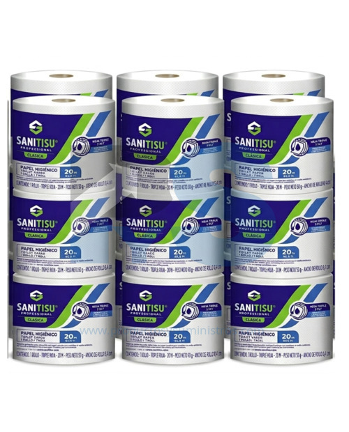 Papel Higiénico Sanitisu Triple Hoja x 20m Paca x 18 Rollos