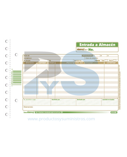 Forma Minerva 3017 Entrada de Almacen