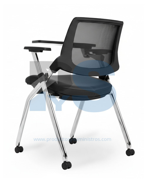 Silla Universitaria Foldy Negra con Tablero Estructura Cromada