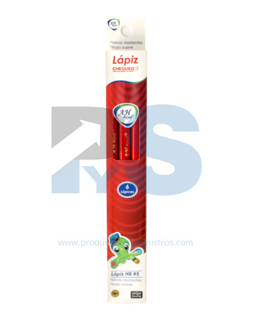 Lápiz ROJO Chequeo JUMBO HB AH Royal x 6 Uds