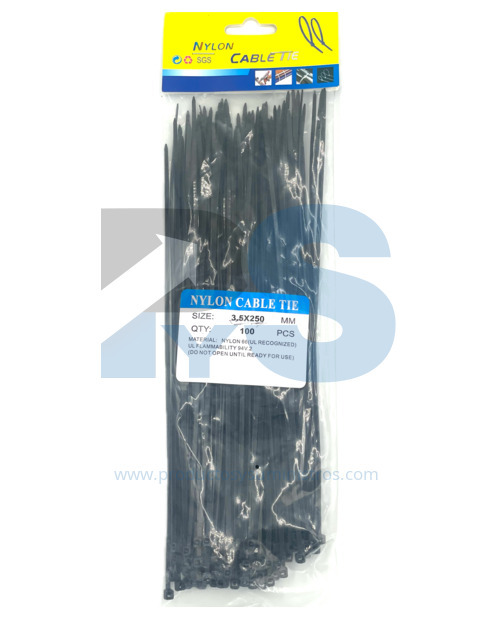 Amarres Plásticos 25 cm Negros x 100 Uds