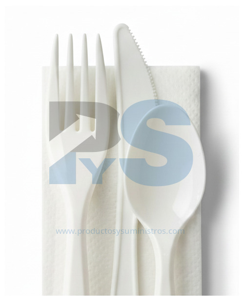 Set Darnel Blanco Tenedor+Cuchillo+Cuchara Sopera+Servilleta x Und