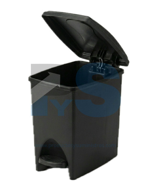 Papelera Material Recuperado Pedal Negra Estra 10 L