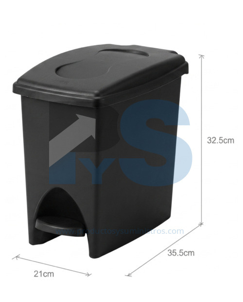 Papelera Material Recuperado Pedal Negra Estra 10 L