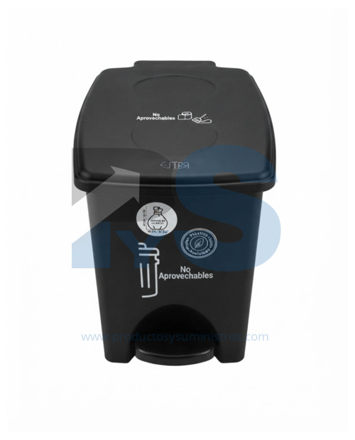 Papelera Pedal Material Recuperado Negra 10 L Estra 4-1048893