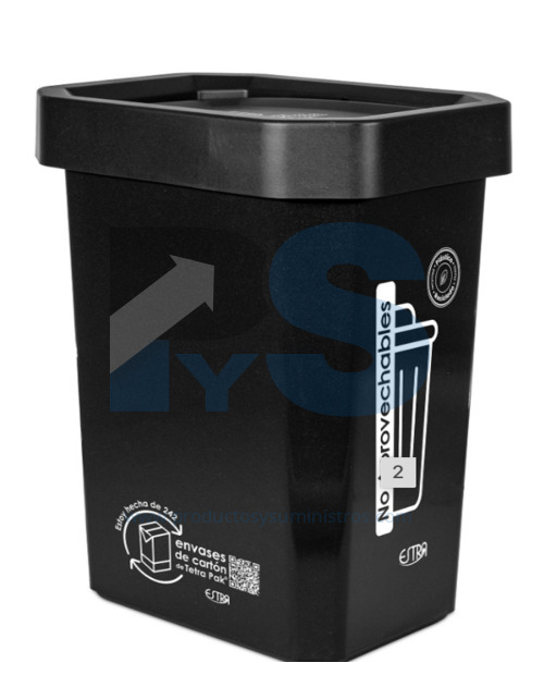 Papelera Material Recuperado Vaiven Negra Estra 10 L