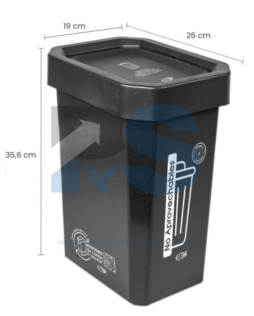 Papelera Material Recuperado Vaiven Negra Estra 10 L