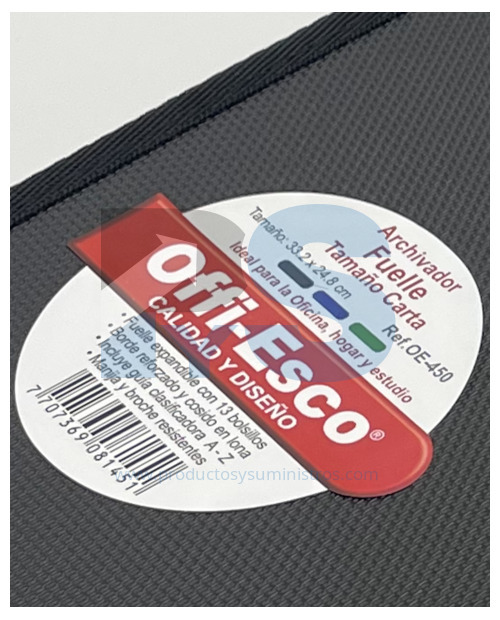 Archivador Offi-Esco 13 Bolsillos Tamaño Carta con Manija OE-450